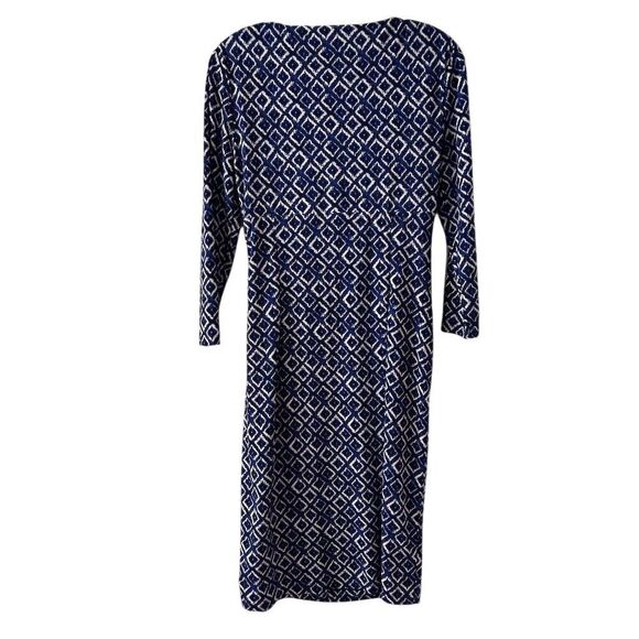 Lauren Ralph Lauren Women's Blue Faux Wrap Dress Size 6 Diamond Print - Picture 9 of 14